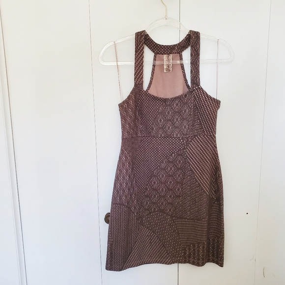 Free People Dresses & Skirts - Free People tank dress racerback sleeveless brown lace mini